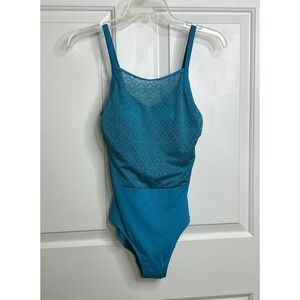 Amoena Brazil‎ One-Piece Swimsuit 6B Accent Front Mesh Pattern Turquoise NWT